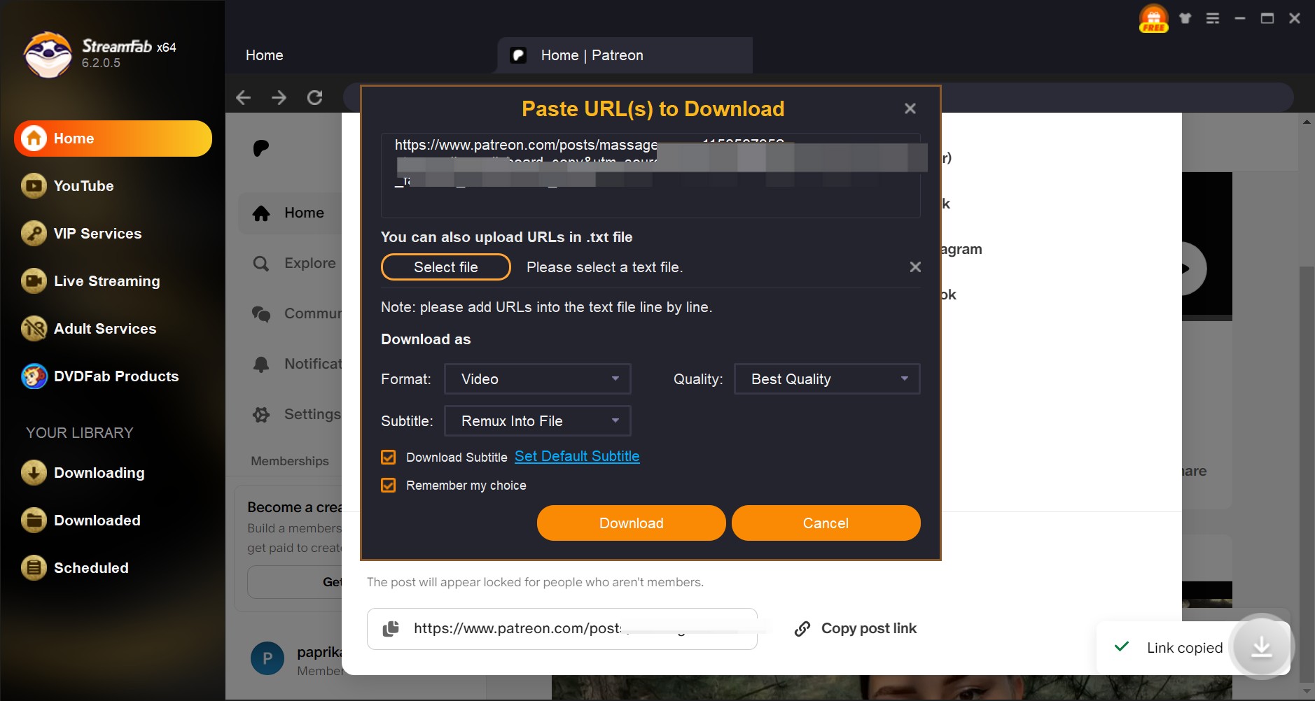 how to download patreon videos: streamfab