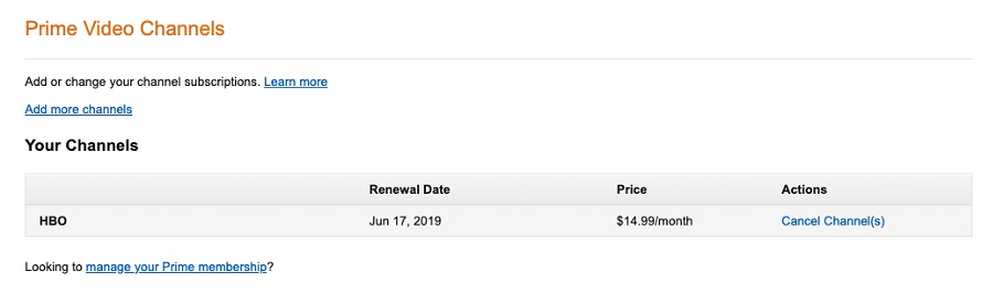how to unsubscribe from hbo on prime