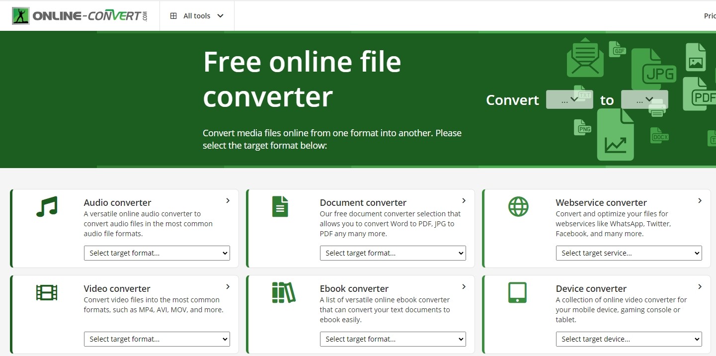 Online converter - convert video, images, audio and documents for free