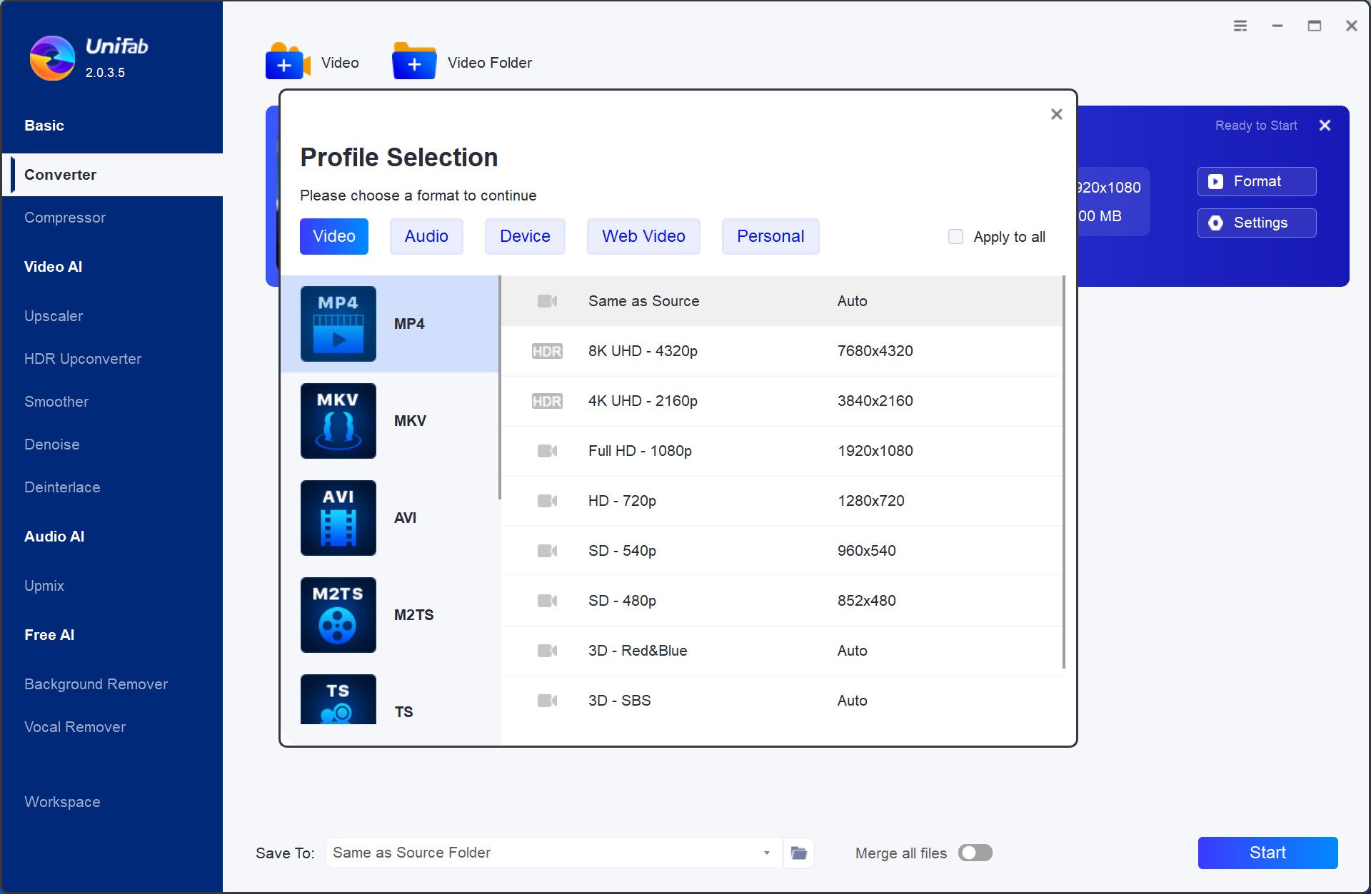 converter settings