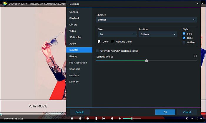 dvdfab player subtitle color